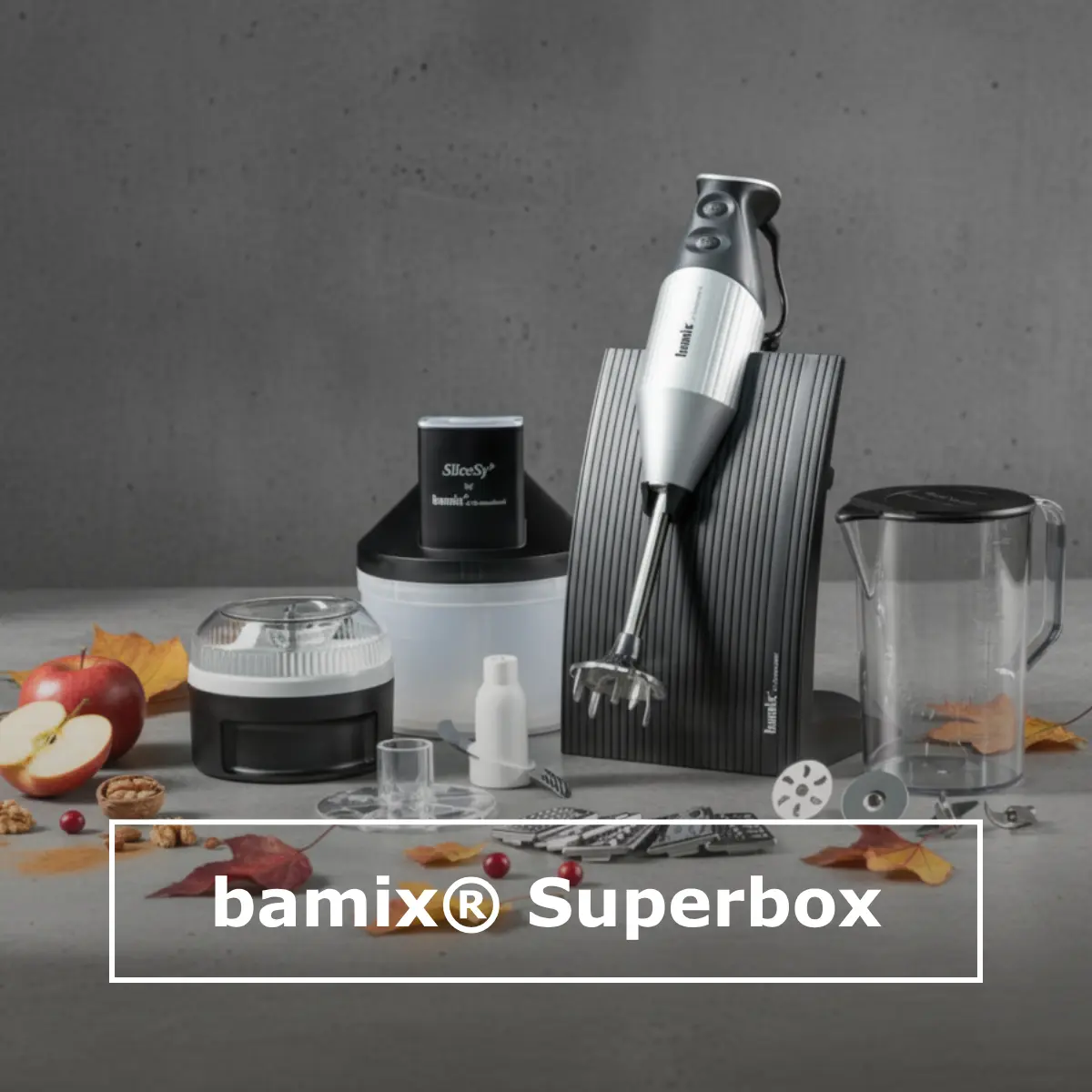 Bamix Superbox met alle accessoires in beeld
